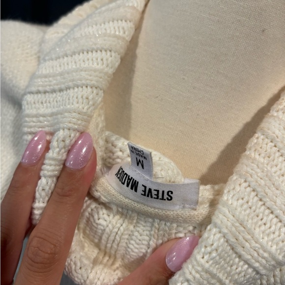 Steve Madden Cream Zip-Up knit Cardigan with Pockets - Picture 7 of 7